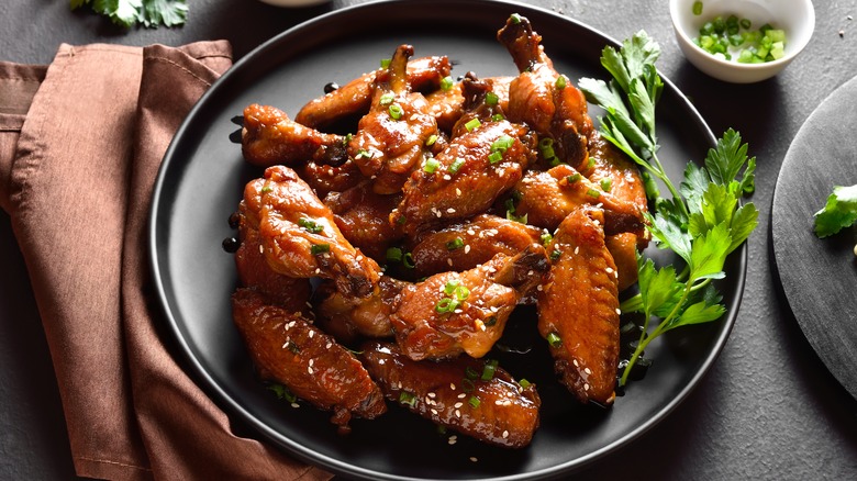 Plate of honey soy chicken wings