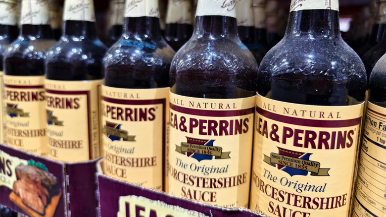 Bottles of Lea and Perrins' Worcestershire sauce.