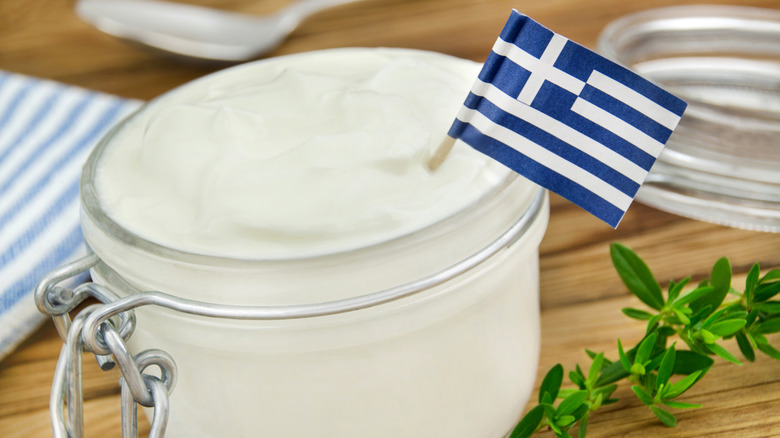 Yogurt with greek flag