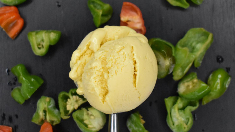 chile ice cream with chopped chiles