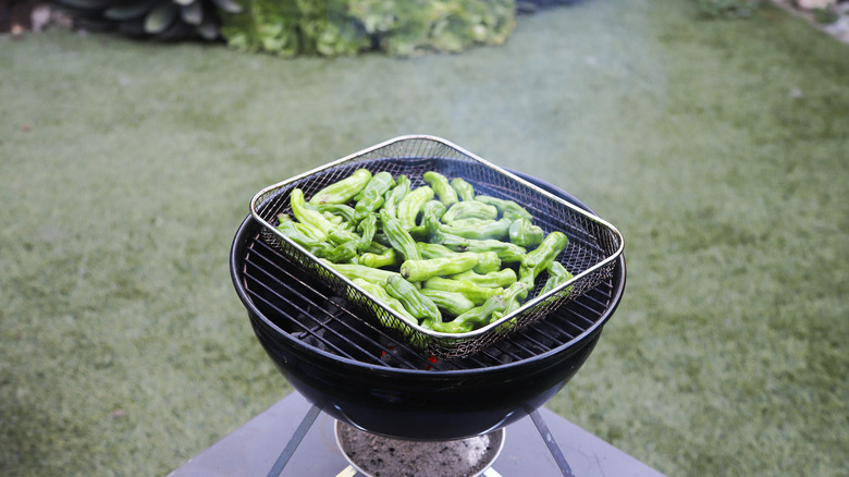 Peppers on charcoal grill