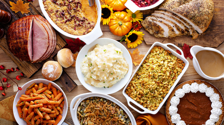 Assorted Thanksgiving dishes