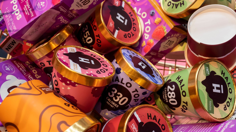 An assortment of Halo Top products