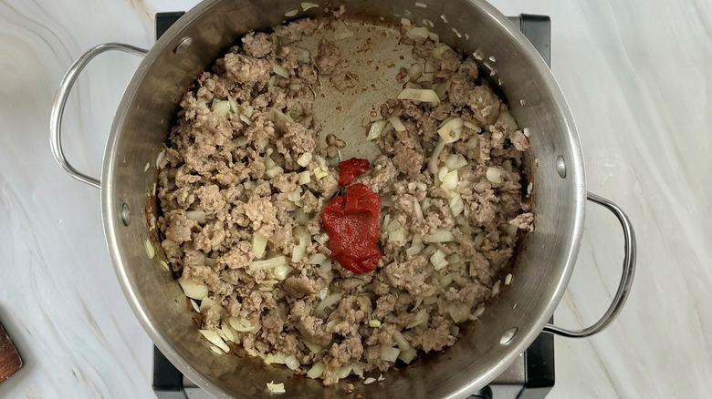 onions meat and tomato paste