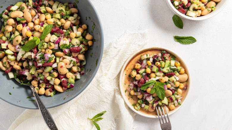 bean salad in bowls