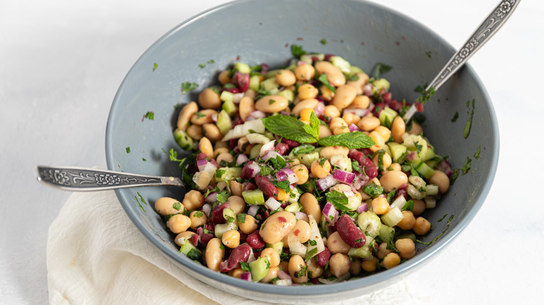 herby bean salad in bowl