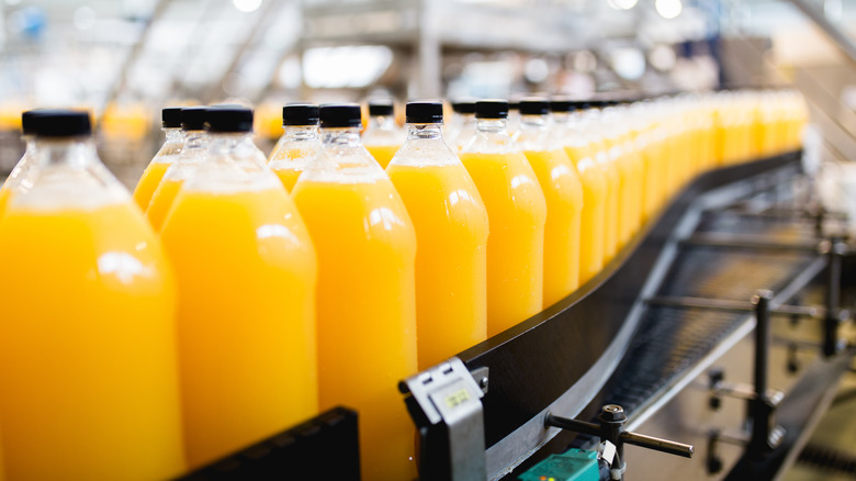 Juice being bottled in factory