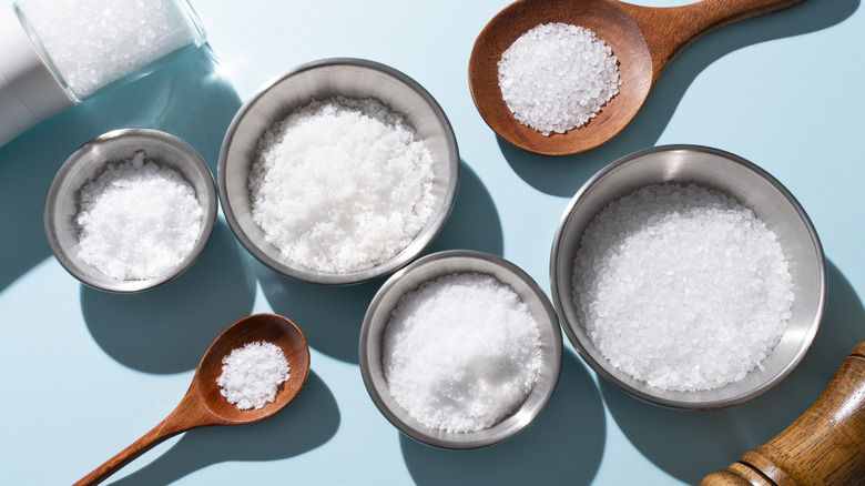 Bowls of different kinds of salt