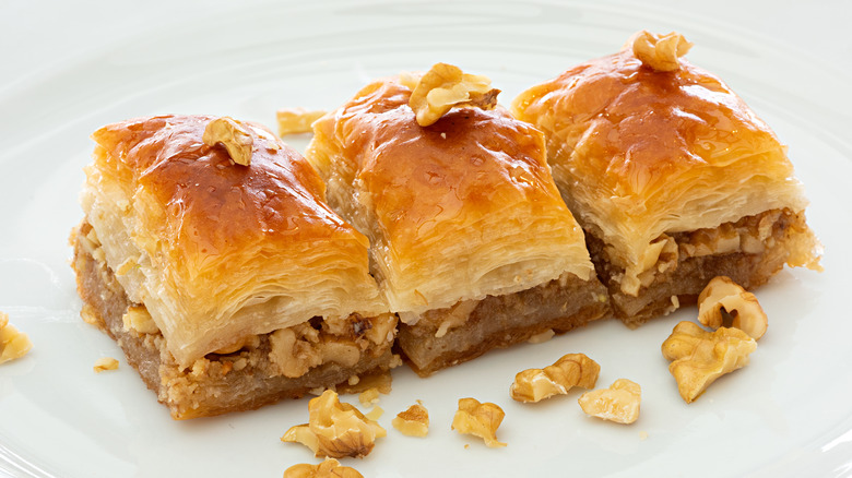 Plate of walnut baklava