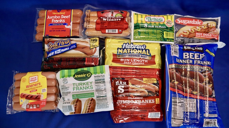 ten packages of hot dogs