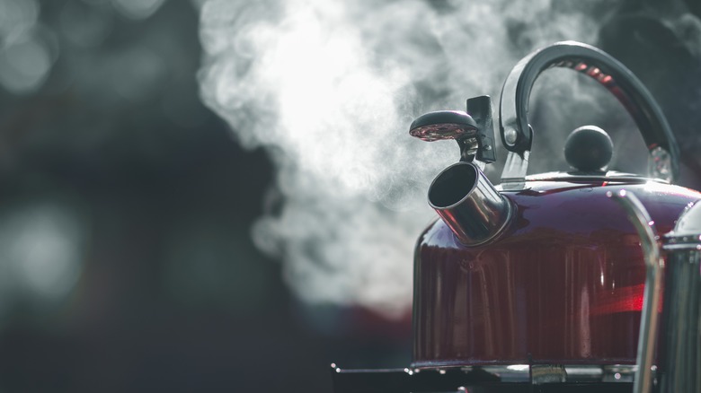 hot kettle with steam