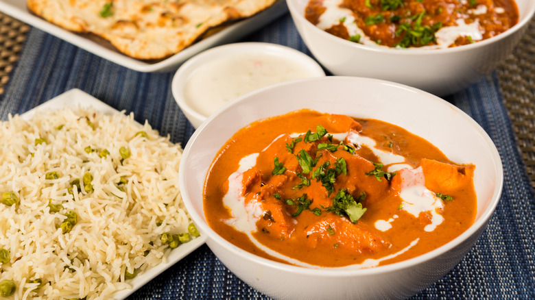 Bowls of curry with rice