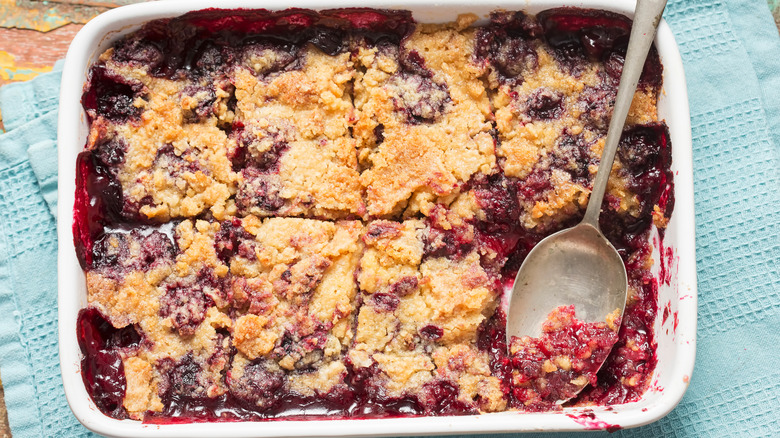 a dump cake in a pan