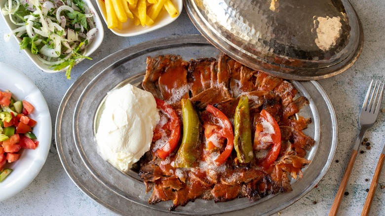Turkish style Iskender kebab