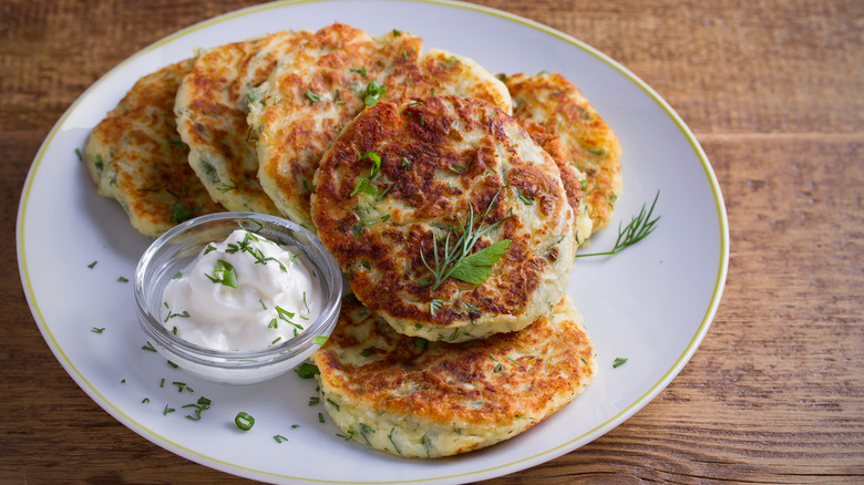 Latkes with herbed sour cream