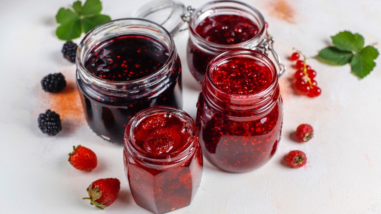 Fruit jams in jars 