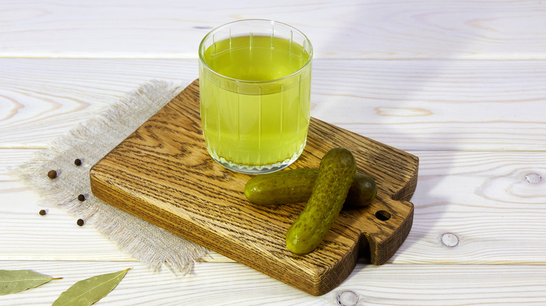 Glass of pickle juice