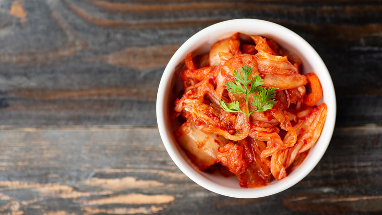 A bowl of kimchi