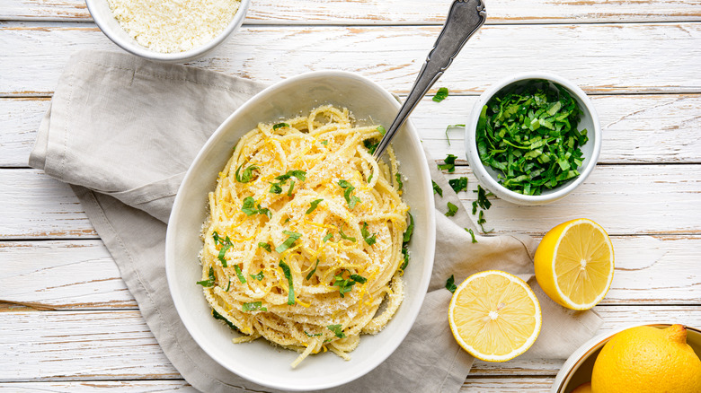 pasta with lemon zest and herbs