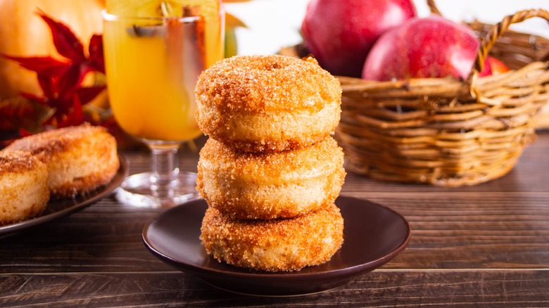 apple cider donuts stacked