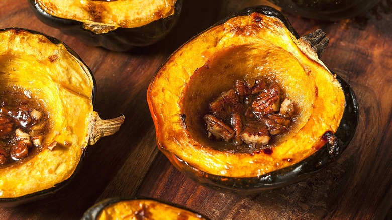 Roasted acorn squash with nuts