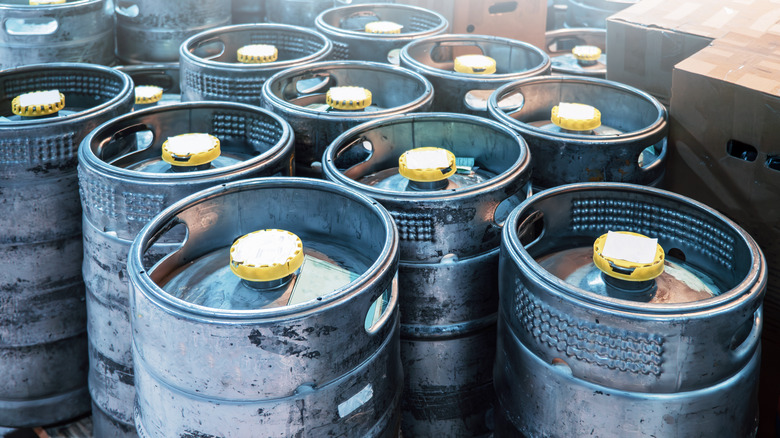 Group of large kegs