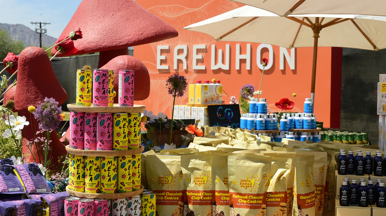 Erewhon booth with cans and coffee at REVOLVE festival