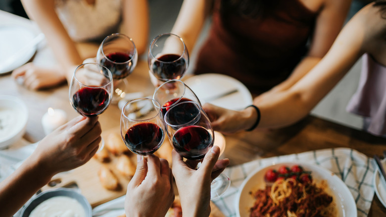 Group of women toasting wine