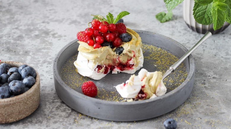A small pavlova in a plate