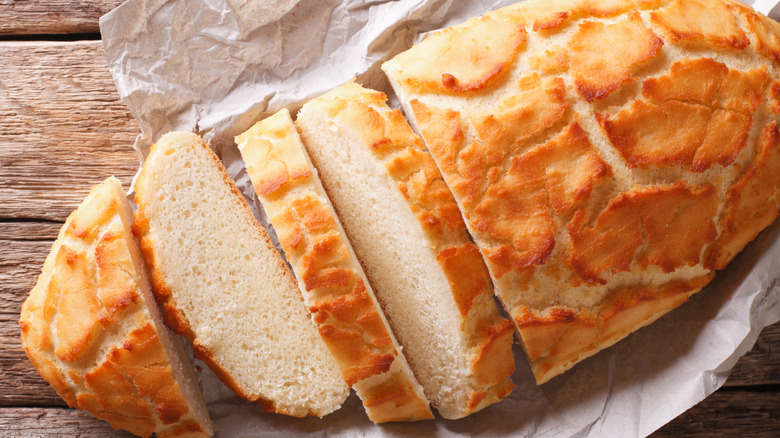 Loaf of sliced Dutch crunch bread