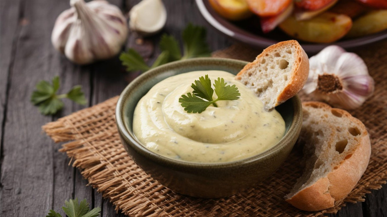 A bowl of traditional aioli