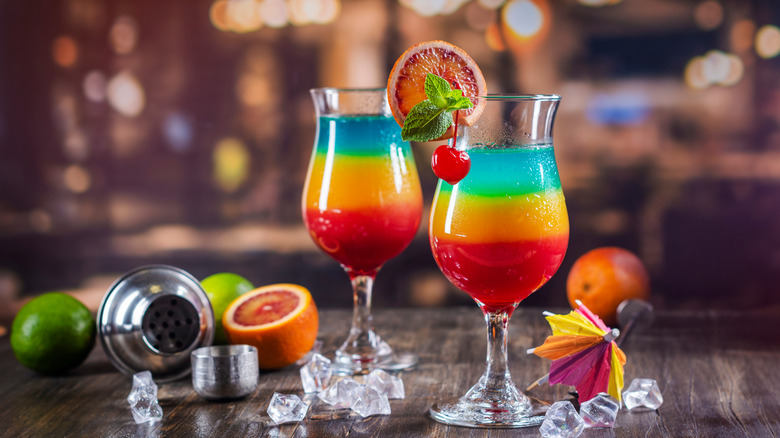 tri-color layered cocktails