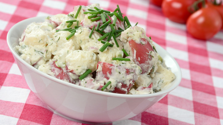 skin-on red potato salad with chives