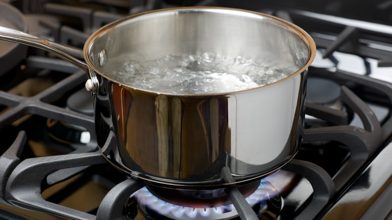 Boiling water pot on stove
