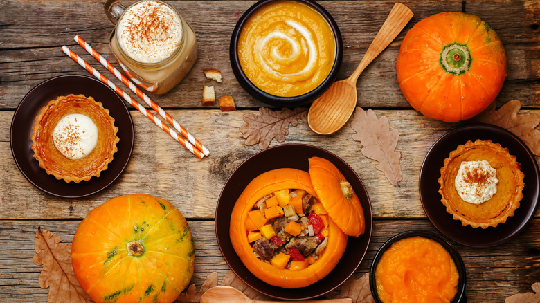 collection of pumpkin dishes 