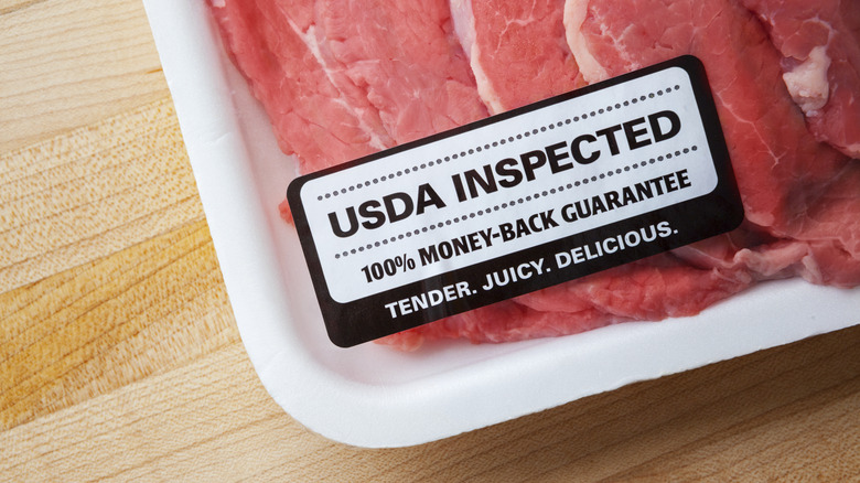 USDA inspection label on packaged steak