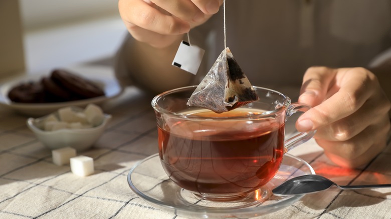 tea bag removed from cup