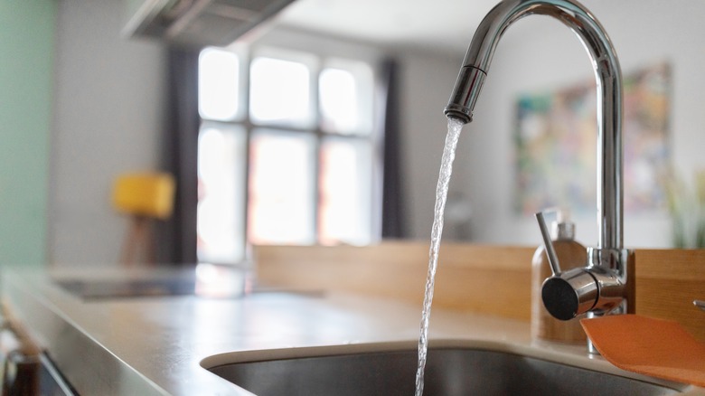 Running water in kitchen sink