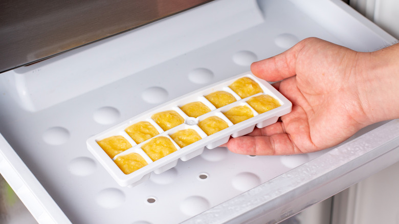 Juice in ice cube tray