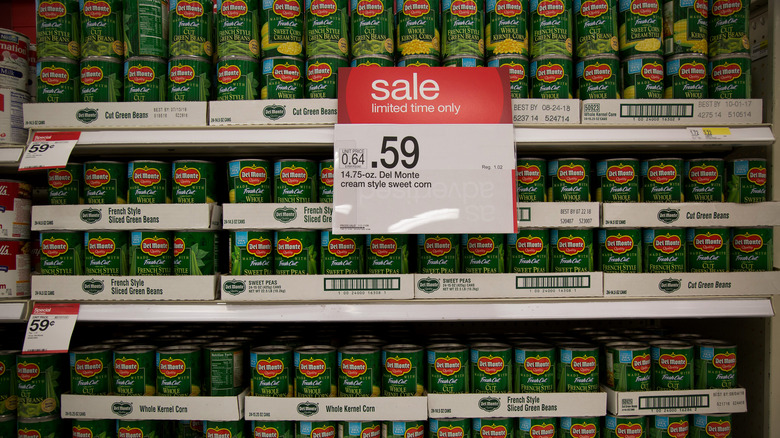 Canned vegetables on sale