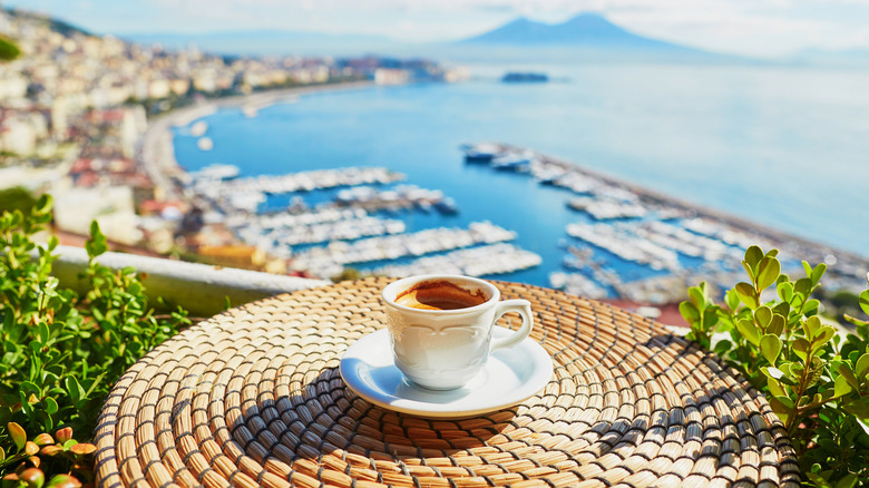 A cup of espresso on a table