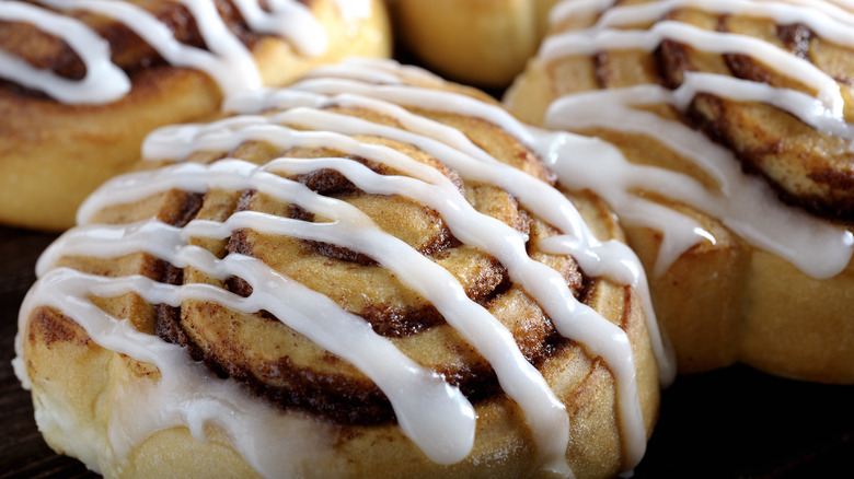 Cinnamon rolls drizzled with icing