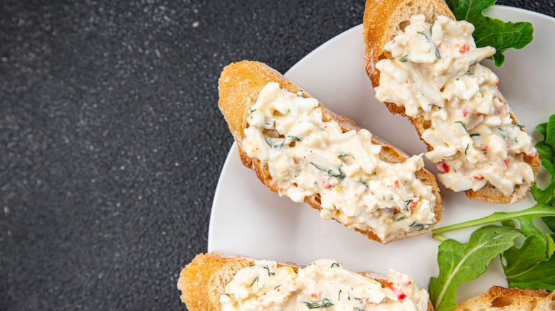 crab salad on toasted bread