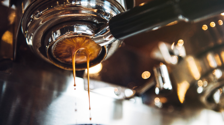 espresso machine pouring shot