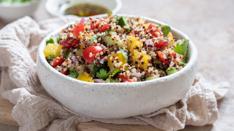 cooked quinoa in a pan