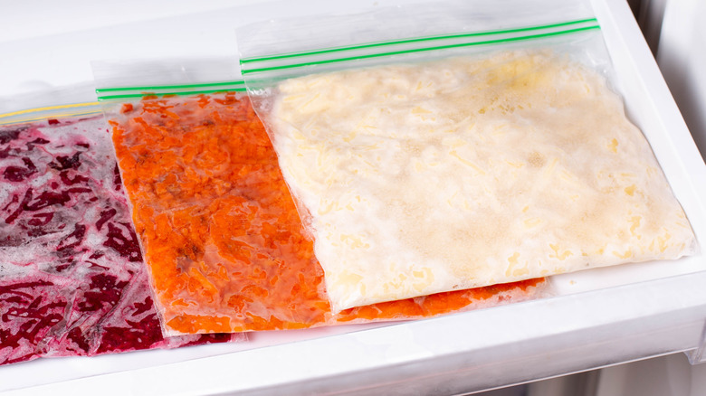 frozen vegetables in freezer bags
