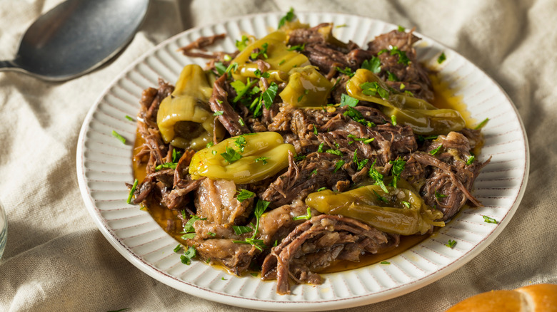 a plate of mississippi pot roast