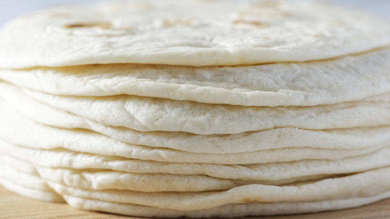 stack of moist flour tortillas