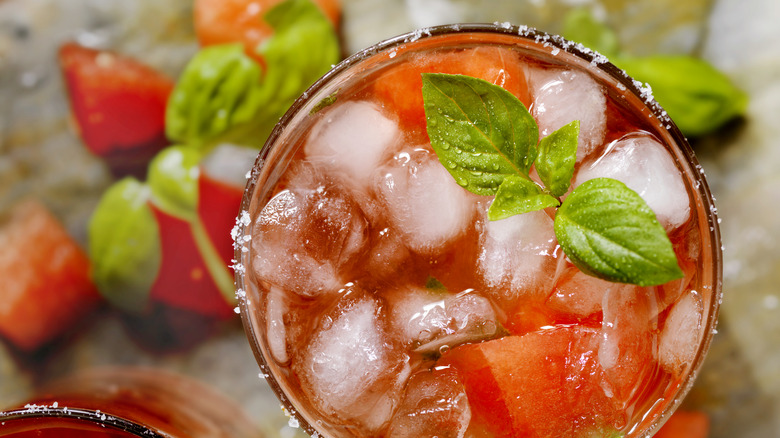 Watermelon and basil cocktail