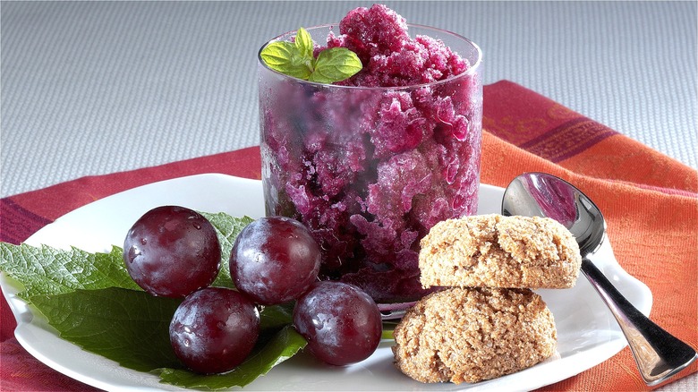 Red grape sorbet in glass